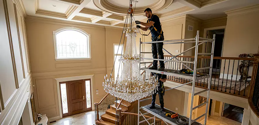 Two-Story Foyer Chandelier Installation in Huntsville